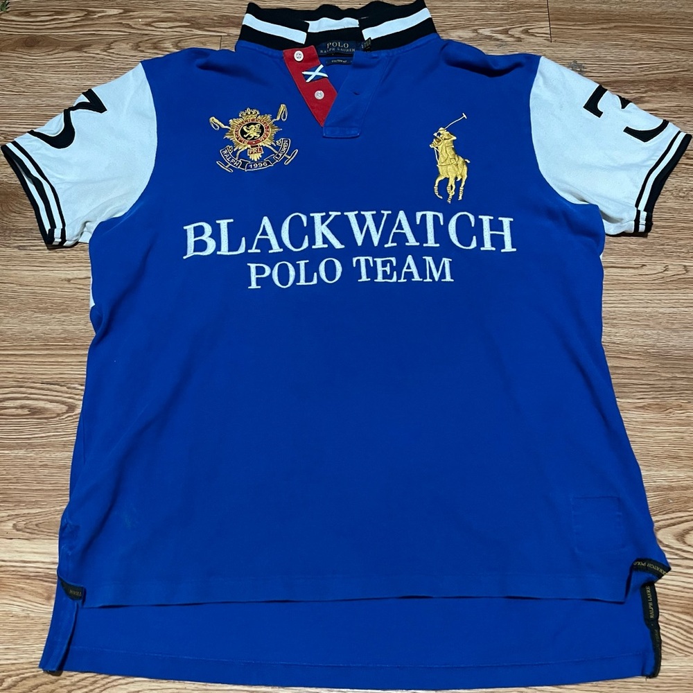 Blue Polo Ralph Lauren Blackwatch Polo Shirt - L 2000s